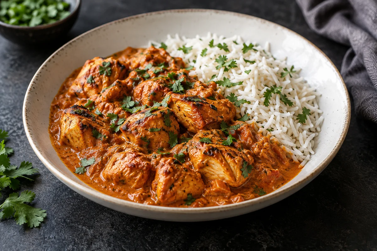 Chicken tikka masala with rice